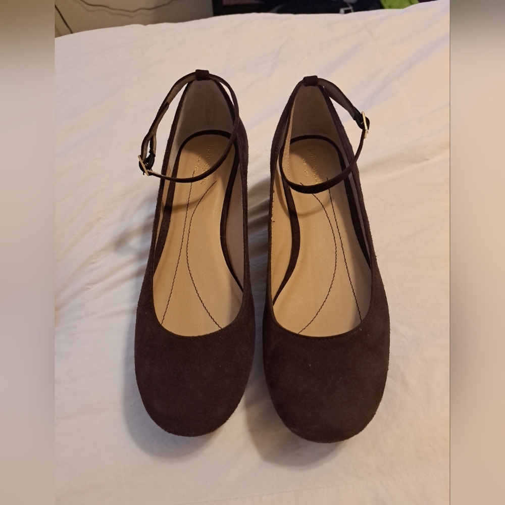 KATE SPADE AUTH $399  Brown Leather Abigail Platform Wedge Pumps 9 Likenew
